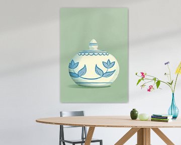 Delftsblauwe Suikerpot met Tulpenmotief van Eduard Broekhuijsen