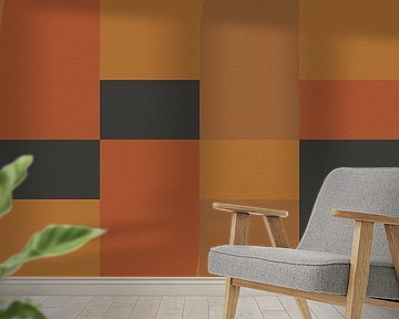 Geometric retro art. Abstract shapes in ochre, orange, black. by Dina Dankers