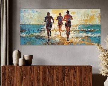Sportsmen Rinnen | Silhouettes Of Runners At Sunset