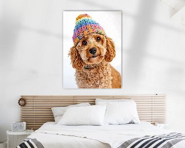 Goldendoodle met een muts op van haroulita