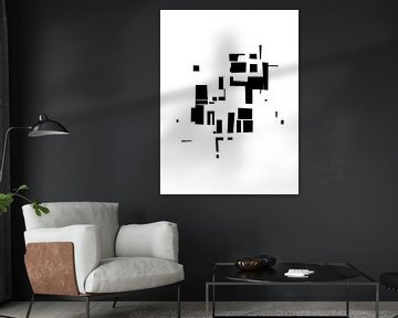 Organisch minimalisme 6 | Zwart & Wit Geometrisch Abstract van Menega Sabidussi