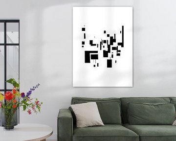 Organisch minimalisme 7 | Zwart & Wit Geometrisch Abstract van Menega Sabidussi