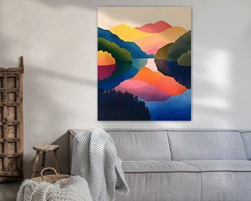 Colourful mountain reflections