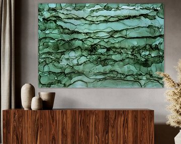 Abstract werk in groen tinten