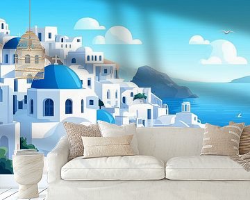 Griechische Gebäude Illustration Panorama