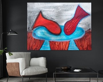 Fische springen auf den Tisch von Menno Dimitri Ouderkerk