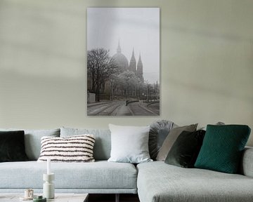 Kerk in de mist - Stille winterochtend van Juergen Pichler Fotografie