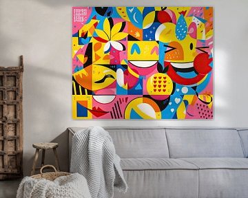 Bloem | Kleurrijke abstracte kunst met bloem van OMG Art