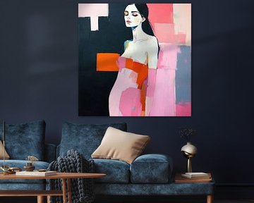 Kleurrijk Portret | Gedurfde Kleuren Abstract Portret van De Mooiste Kunst