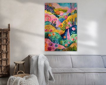 Bloemenlandschap | Enchanted Garden Dreams van Abstract Schilderij