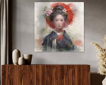 Elegante Aziatische vrouw in traditionele kimono