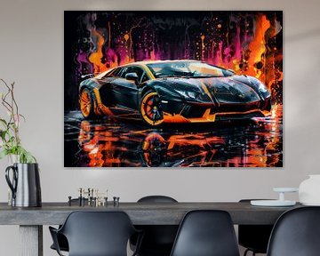 Lamborghini Aventador aquarel neon van MIROKKU