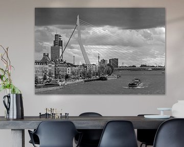 Erasmus bridge black and white in Rotterdam by Anton de Zeeuw