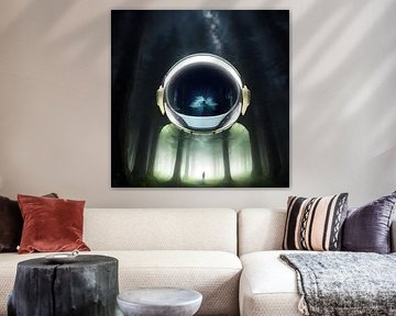 Astronaut in forest under starry sky by Sofie Alblas