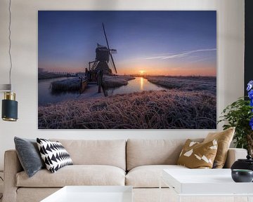 Wintermorgen in der Noordeveld-Mühle von Zwoele Plaatjes