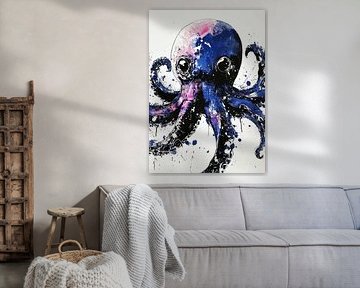 Blauer und rosafarbener Oktopus #octopus von JBJart Justyna Jaszke