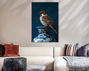 Mus op Delfts Blauw van Bianca ter Riet
