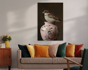 Sparrow on Pink by Bianca ter Riet
