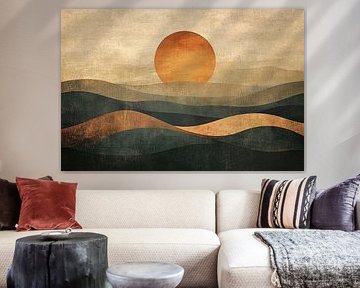 Coucher de soleil abstrait avec des formes ondulées sur Art & Soul Creations