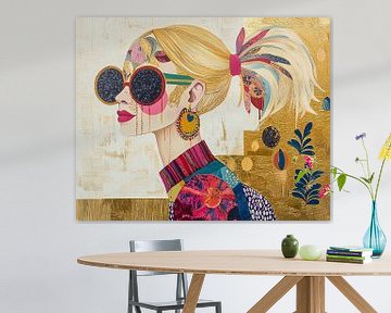 Vrouwenportret | Moderne Vrouw Goud van Blikvanger Schilderijen