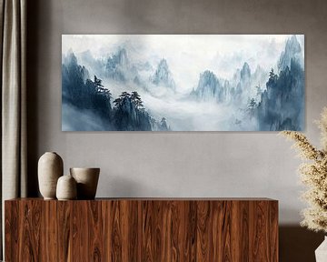 China Landschap | Mist Over Mountains van Abstract Schilderij