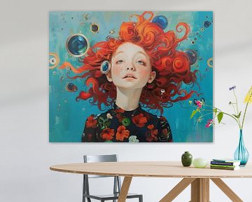 Fiery Curls Ascending van Abstract Schilderij