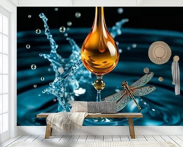 Gouden nectar met gouden libel