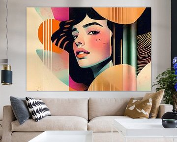 Buntes abstraktes Porträt einer Frau von Art & Soul Creations