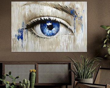 Abstract schilderij van een blauw oog van Art & Soul Creations