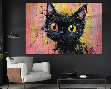 Abstract kleurrijk schilderij van een kat van Art & Soul Creations