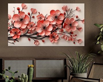 Eine Blütenmischung aus skandinavischem Design und japanisches Design. Japandi Style Dekorative Kunst