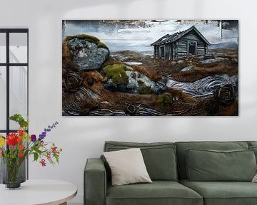 Scandinavisch berglandschap met hut van Nick Wendt