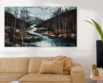 Scandinavisch berglandschap met rivier van Nick Wendt
