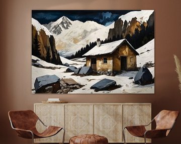 Schuilplaats in de bergen - Collage van Nick Wendt