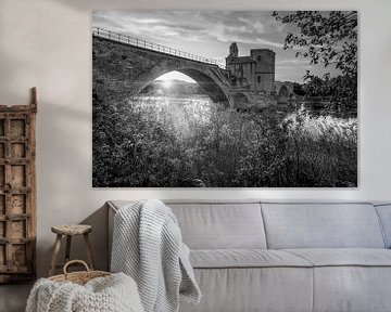 Avignon Zonsondergang in zwart-wit van Manfred Voss, Zwart-Wit Fotografie