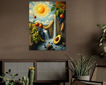 Kunst met fruit in het landschap Dali stijl van Egon Zitter