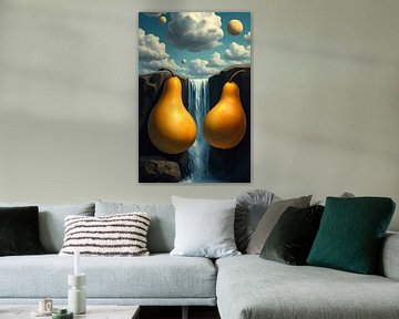 Kunst met fruit in het landschap Dali stijl van Egon Zitter