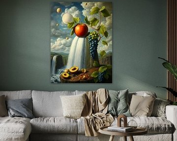 surrealisme met fruit in het landschap