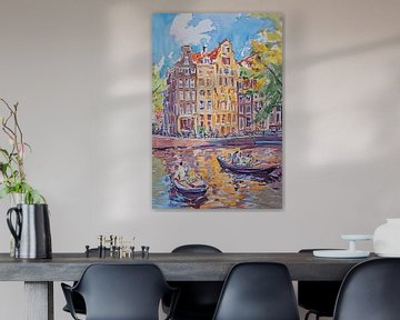 Schilderij Amsterdam van Abstract Schilderij