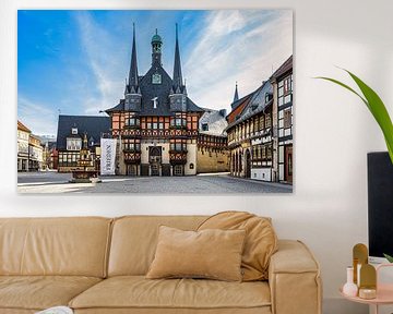 Gezicht op het gemeentehuis in Wernigerode. van Andreas Völkel
