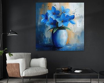 Modern Blauw Stilleven van Kunst Kriebels