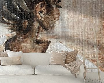 Woman with elegant bun painting by Krista Kitsz Art