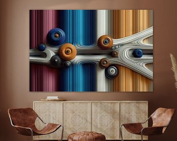 Abstract-Geometric shapes in 3D + line art