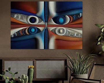 Abstract-Geometric shapes in 3D + line art