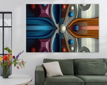 Abstract-Geometrische vormen in 3D + lijnenspel van Ton Kuijpers