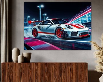 Porsche 911 GT3 RS Wit met rode strepen van MIROKKU