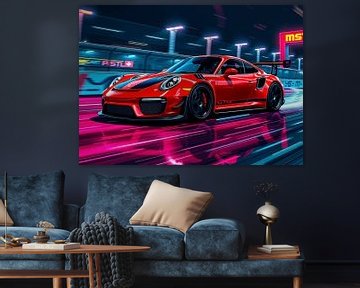 Porsche 911 GT3 RS Beschermers Rood met Zwarte Strepen van MIROKKU