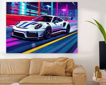 Porsche 911 GT3 RS Wit met blauwe strepen van MIROKKU