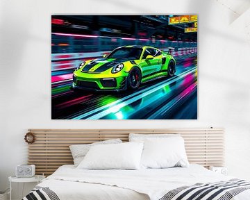 Porsche 911 GT3 RS G Lime Green and Black Stripes van MIROKKU