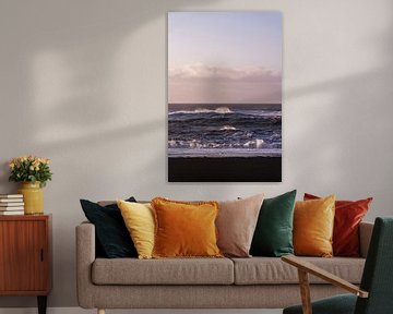 Calm and Raw Surf on Volcanic Beach Purple Waves by Femke Ketelaar